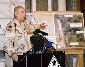 General Odierno shows where Saddam Hussein was found.